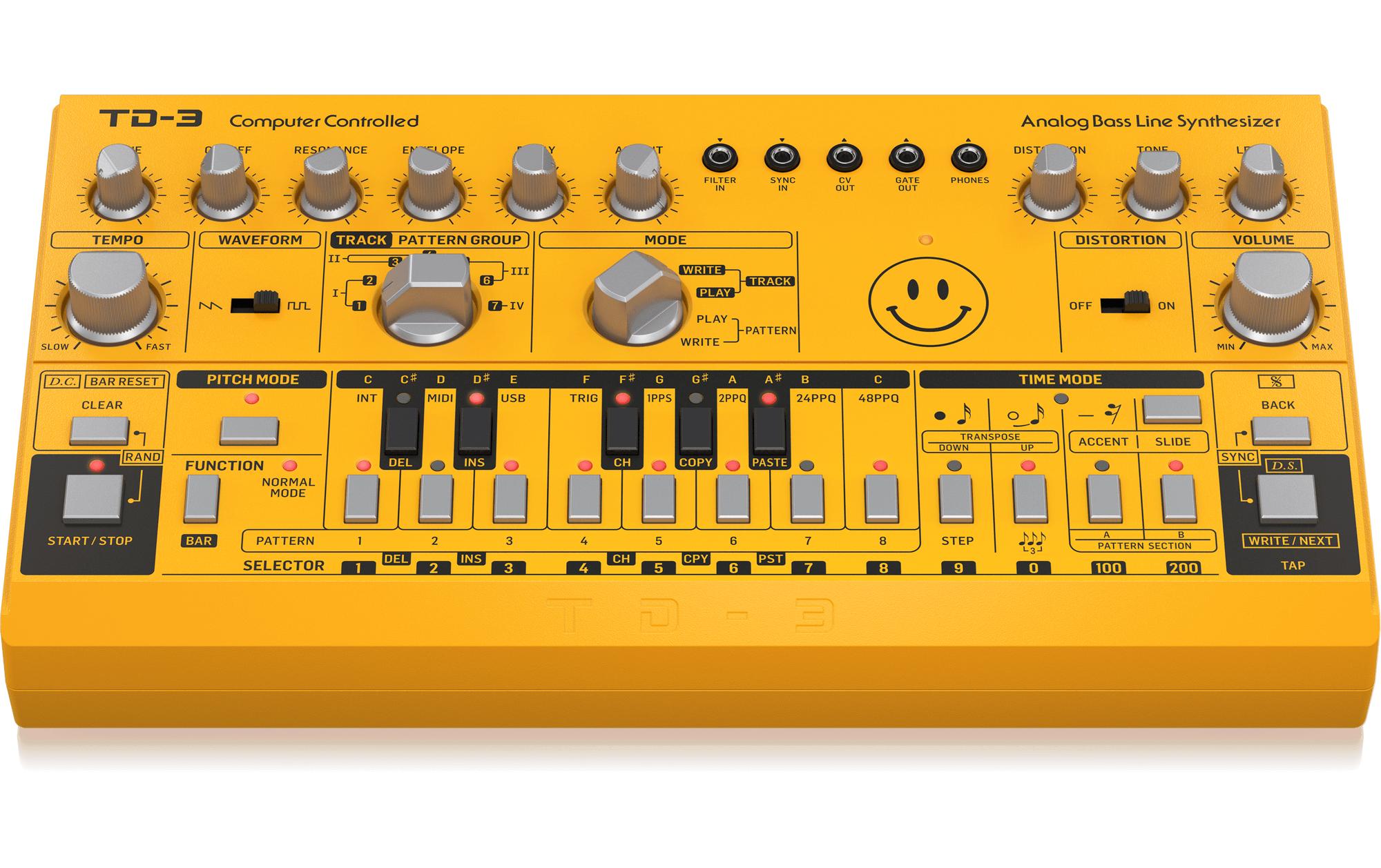 Synthesizer Analog Bass Line TD-3-AM Smile Edition, GelbAnaloger Bass Line Synthesizer