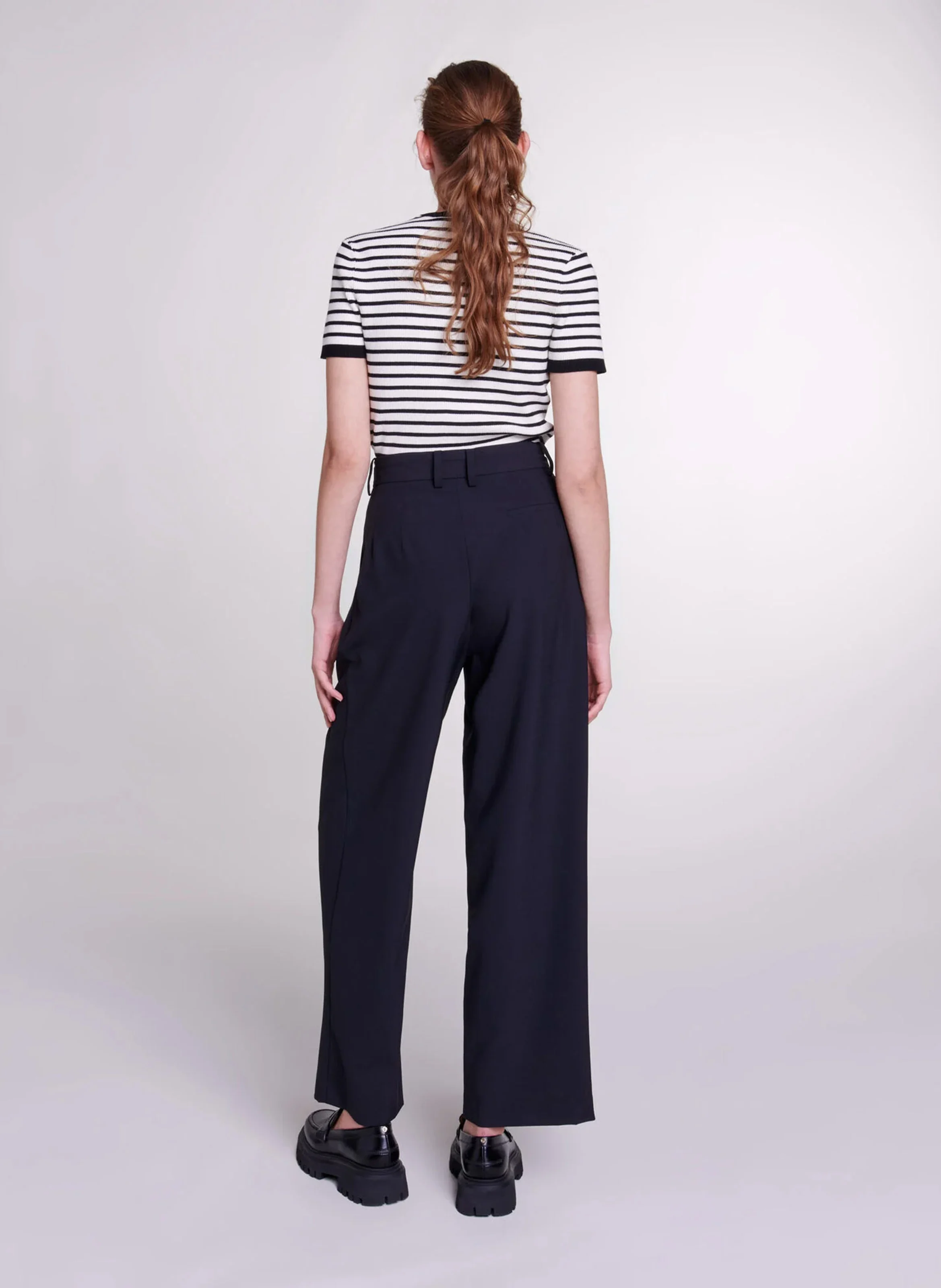 Pantalon large avec ceinture | Noir