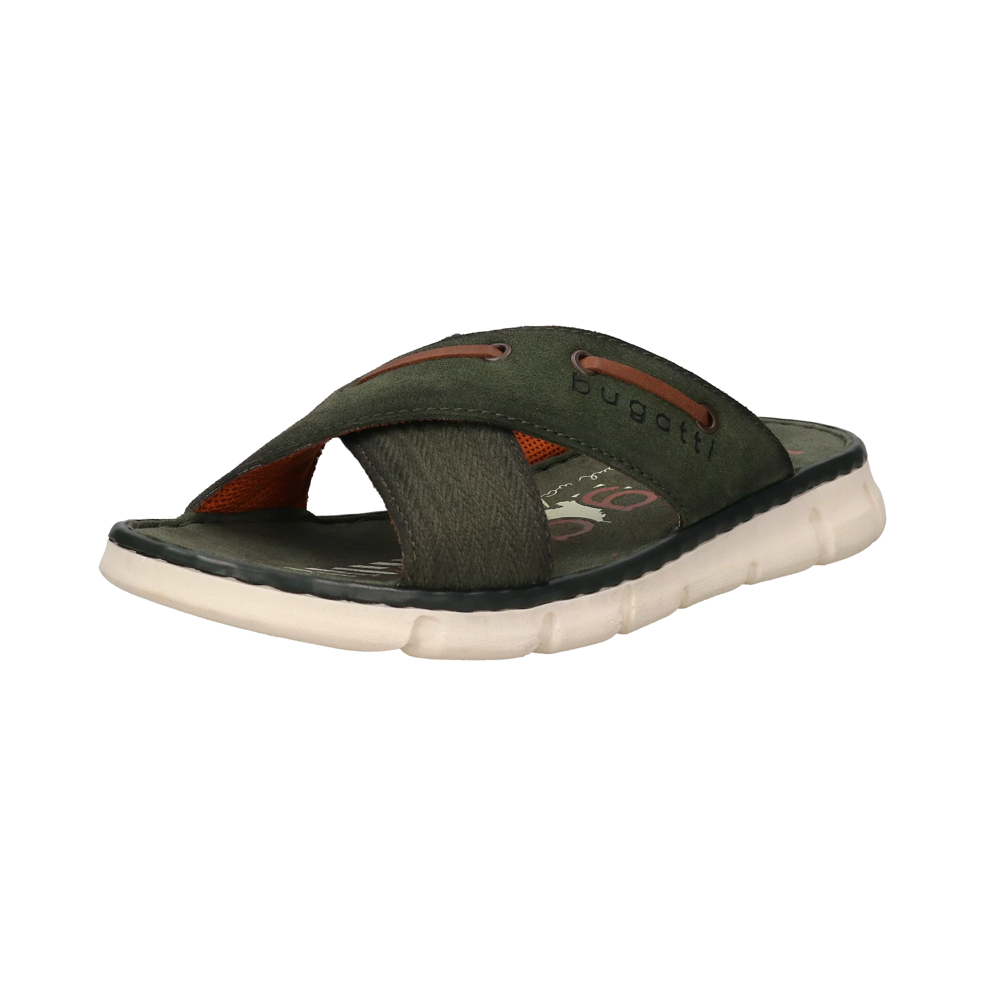 Leder Pantoletten dunkelgrün