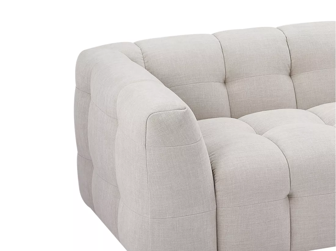 Canapé d'angle droit et pouf en tissu chiné beige DILOME de Pascal Morabito