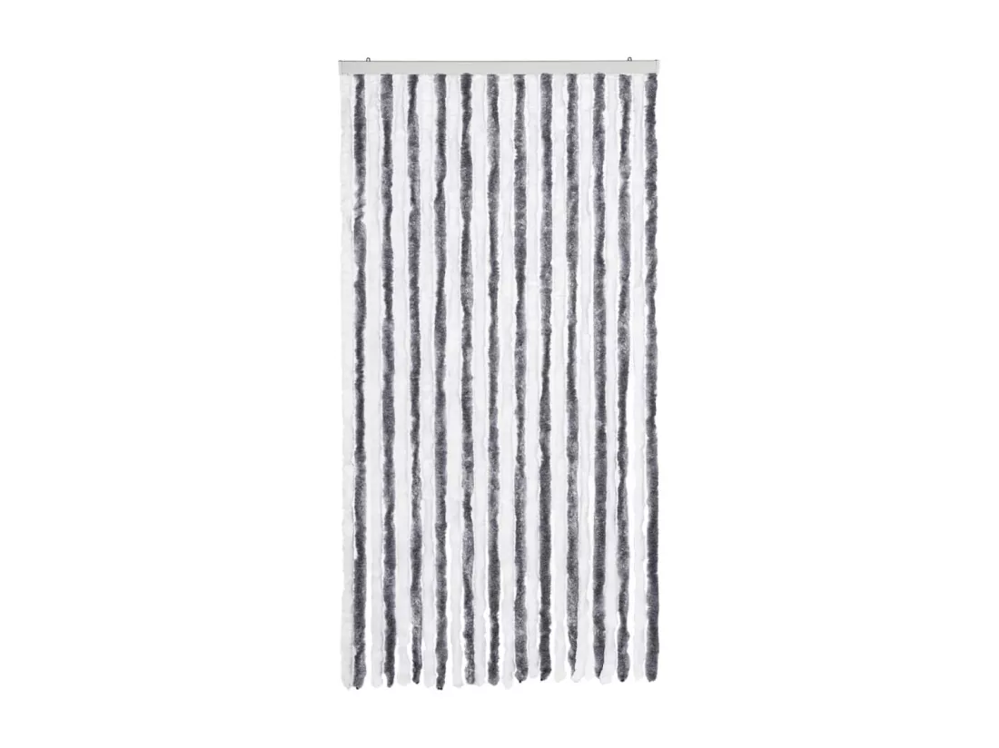 Rideau anti-mouches gris et blanc 100x230 cm chenille