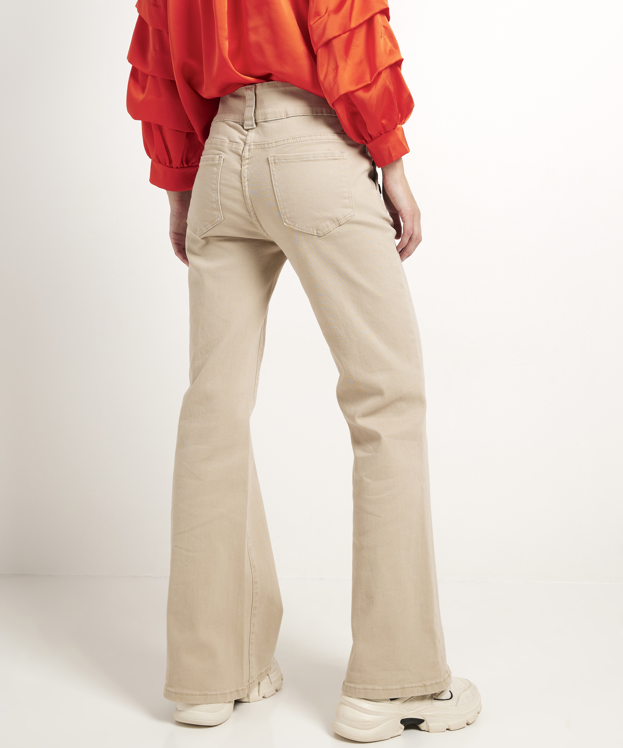 wide flared fit broek stretch twill