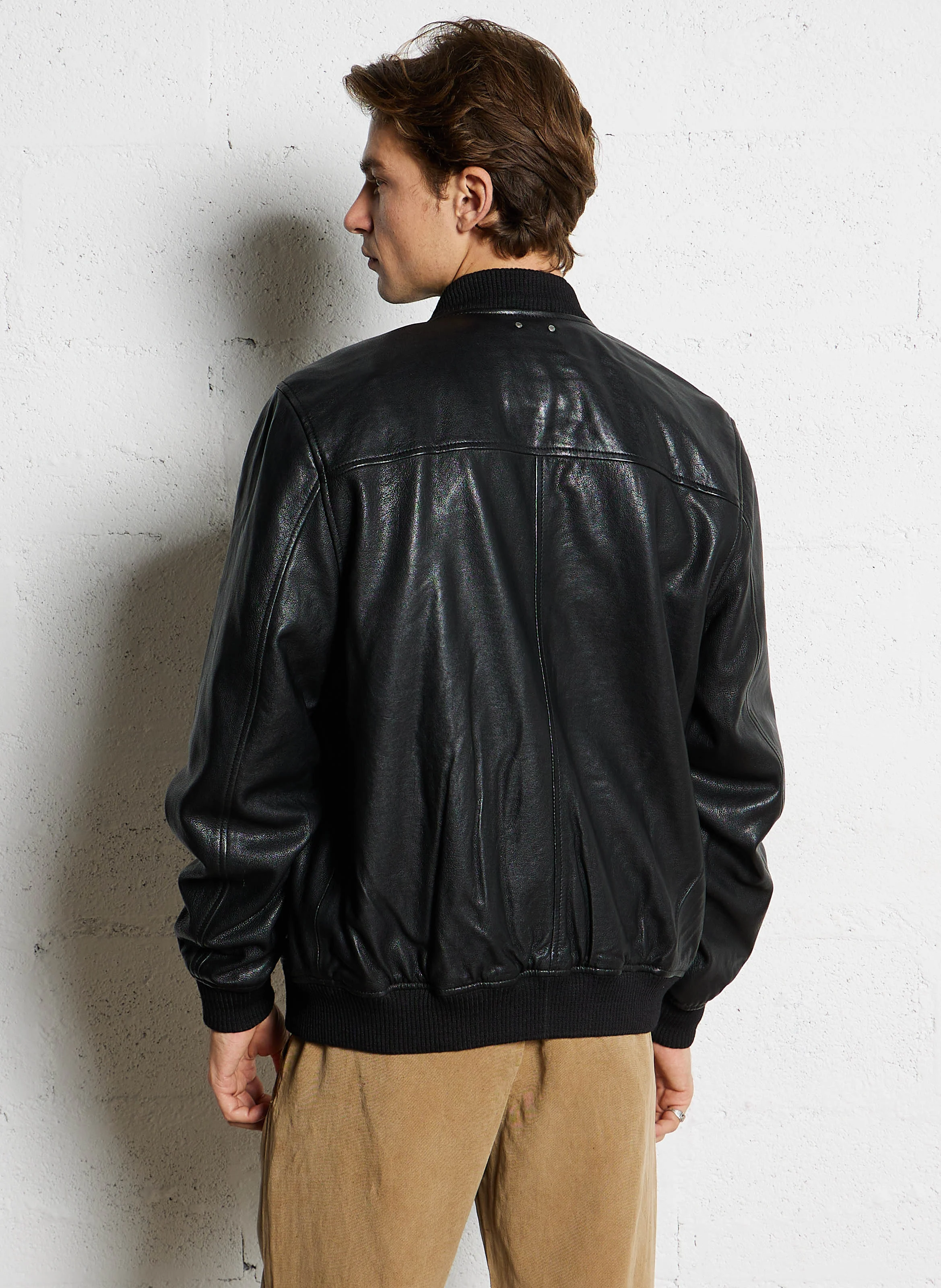 TORNO - Veste col teddy en cuir | Noir