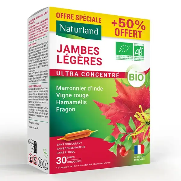 NATURLAND ORGANIC LIGHT LEGS 20 AMP.x10ML + 10 AMP. x 10ML GRÁTIS