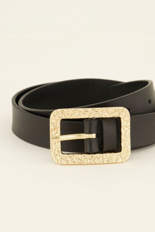 Zwarte riem met goudkleurige chique gesp