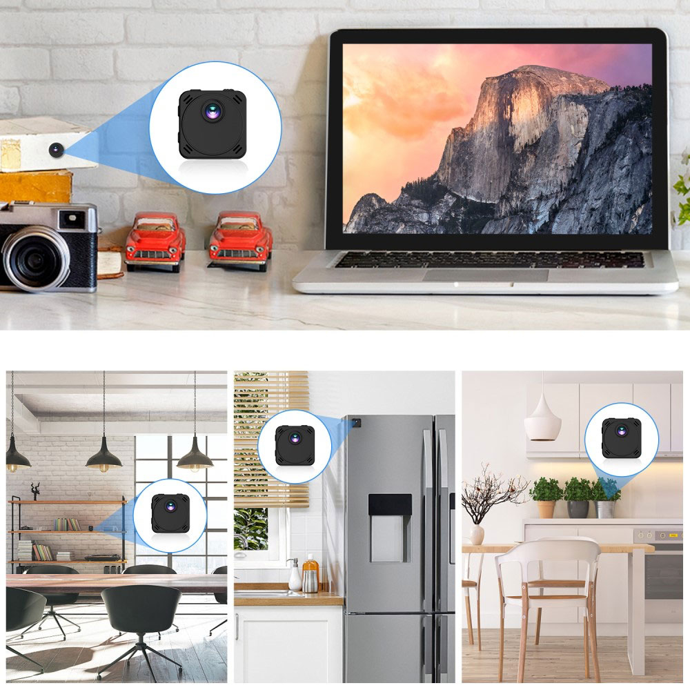 Mini WiFi IP Kamera Ultra HD 4K Infrarot LED's Nachtsichtfunktion mit Akku (3000mAh) und Micro SD Kartenslot   Halterung und 1/4 Gewinde (iOS/Android)
