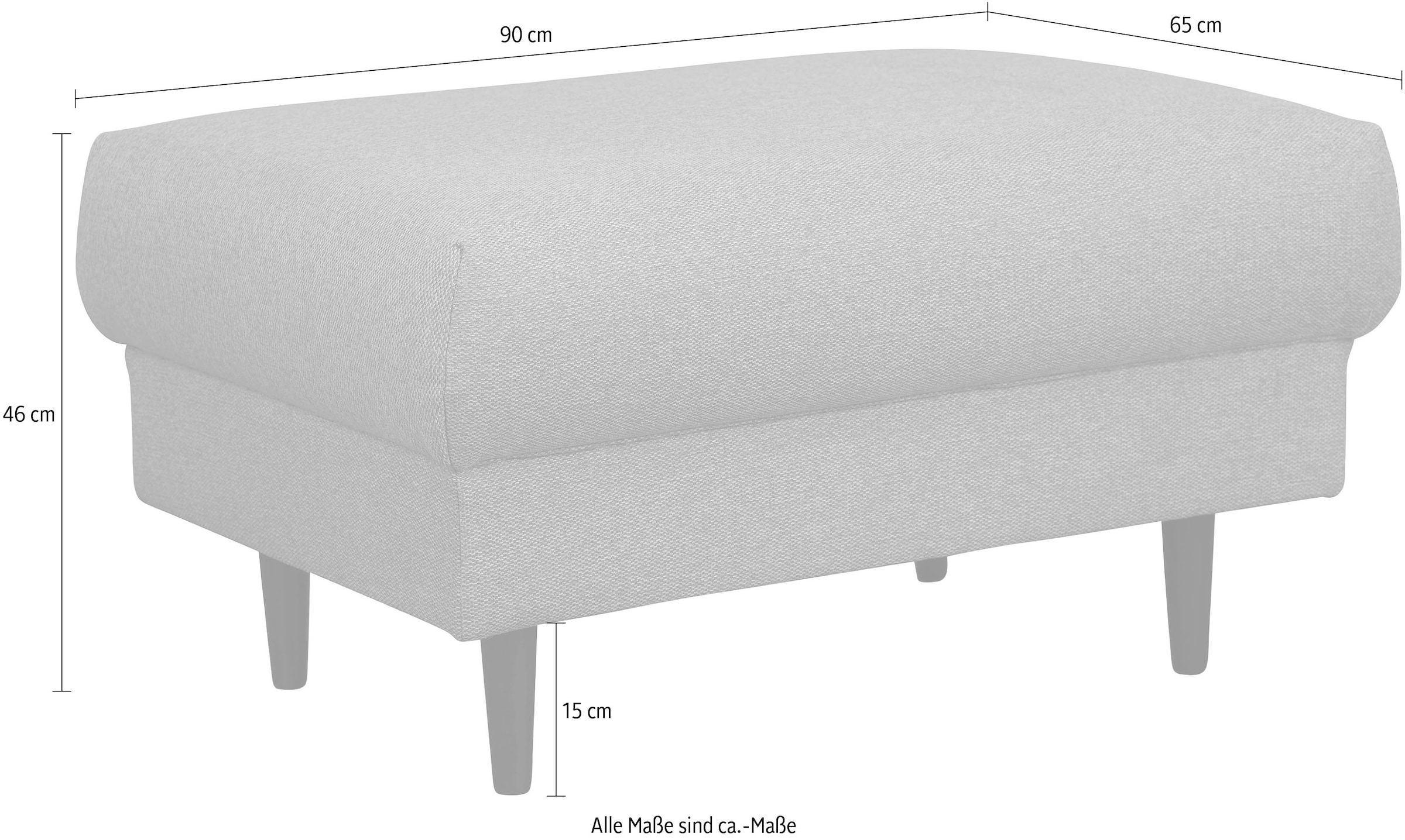 Home affaire Polsterhocker »VEYRAS Sitzhocker, Masse B/T/H: 90/65/46 cm« mit Wellenunterfederung, passend zur Serie Veyras