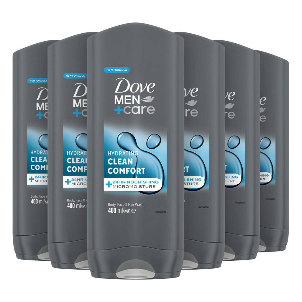 Lekkere frisse geur, zuinig in gebruik.Clean Comfort 3-in-1 douchegel - 6 x 400 ml
