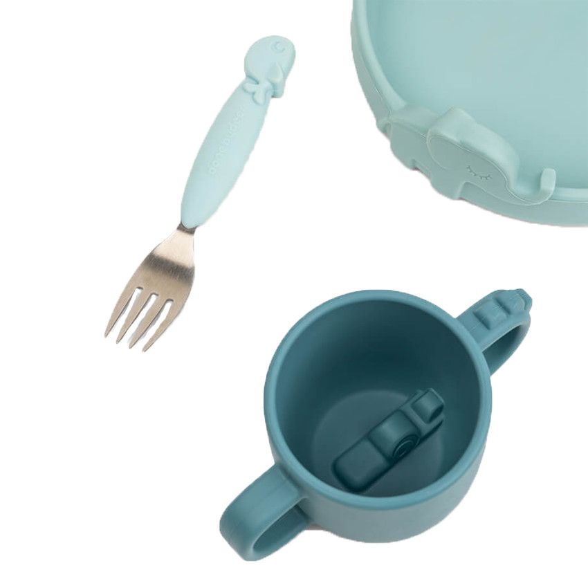 Kit vaisselle Peekaboo Deer Friends - Bleu - Ecru