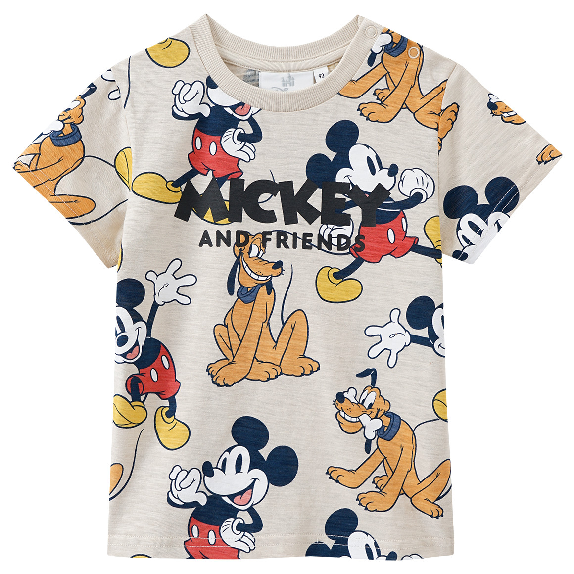 Topomini Micky Maus T-Shirt mit Allover-Print beige