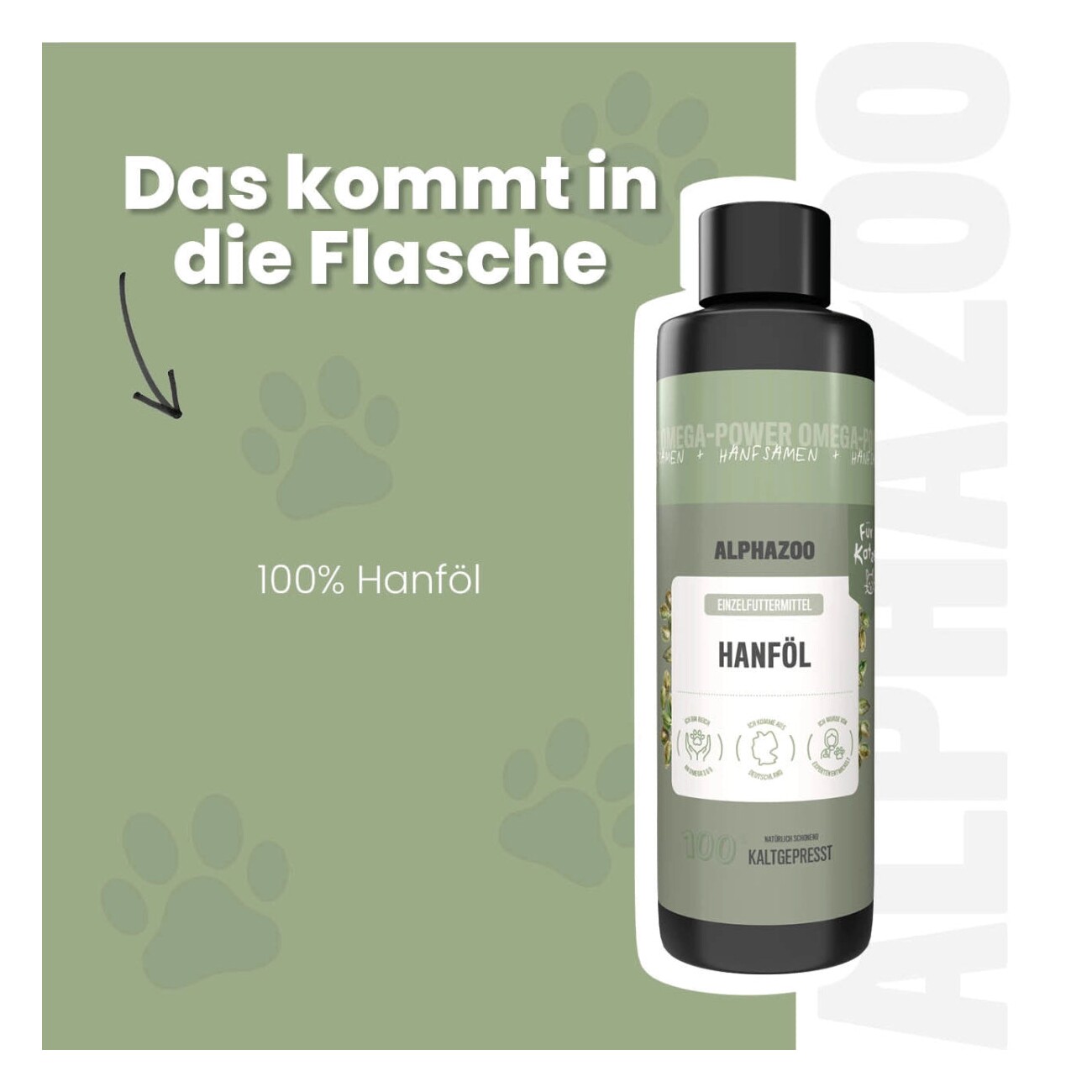 ALPHAZOO Premium Hanföl für Katzen I Entspannung und Fellglanz