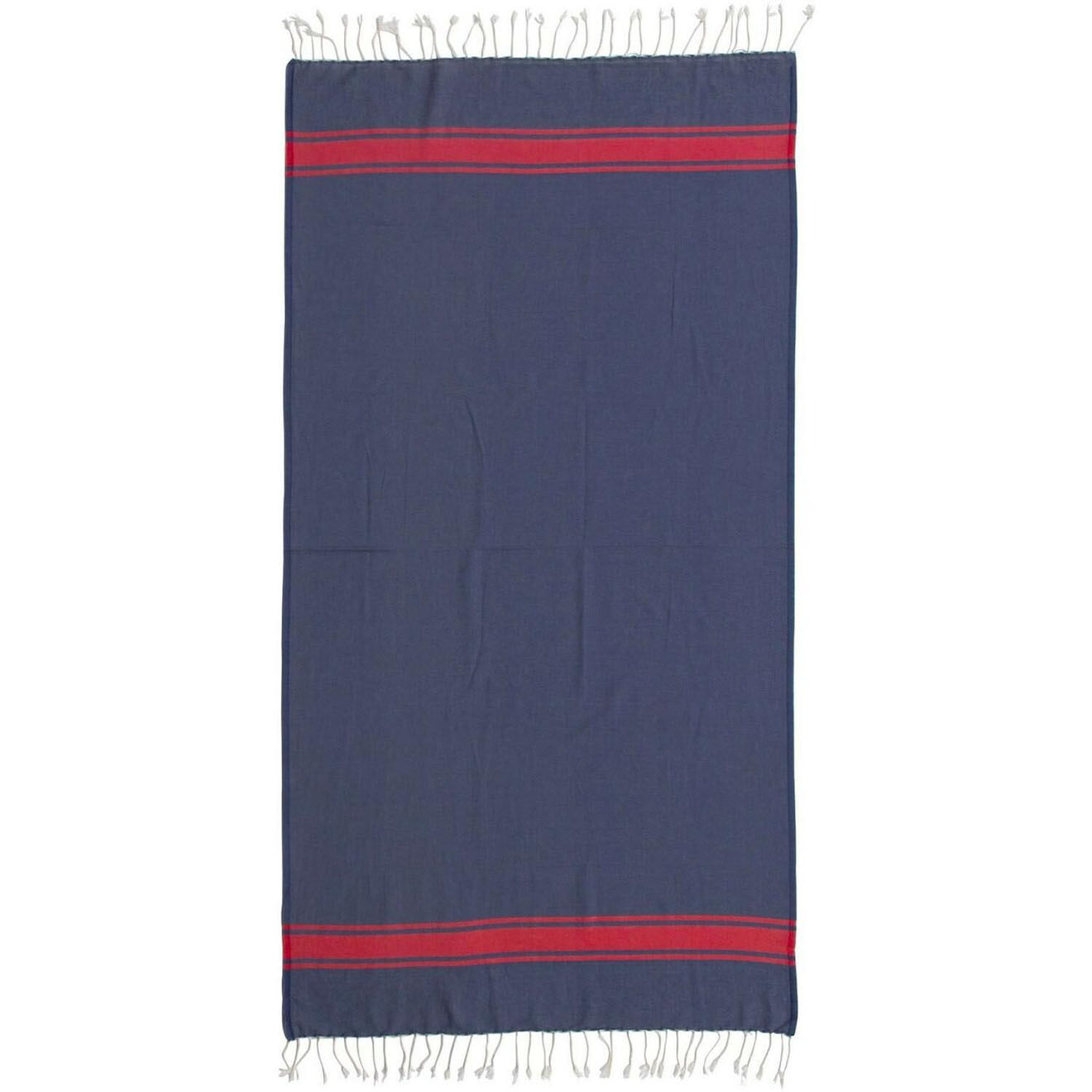 Febronie Fouta Traditionelle St Tropez bleu jean/rouge - 100x200 cm