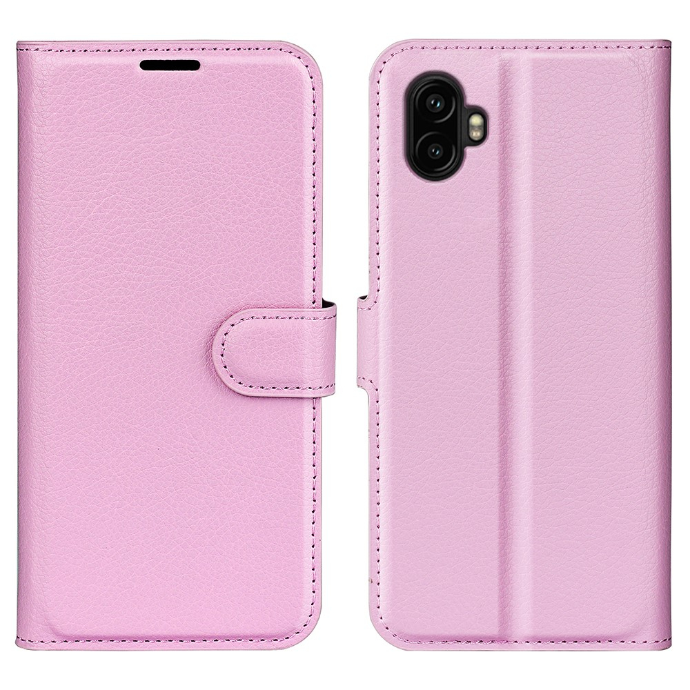 Samsung Galaxy XCover7 Pro Leder Tasche Flip Cover Litchi Look - Rosa