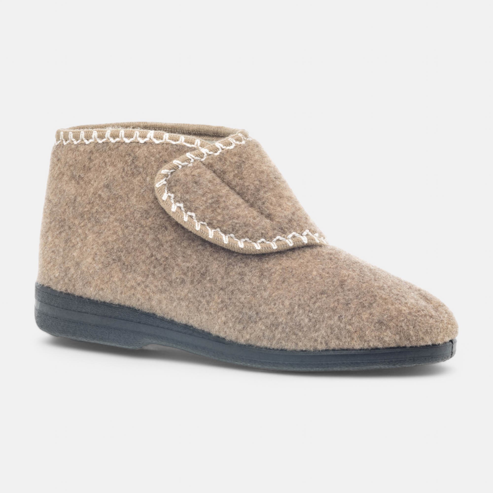 Pantoufles attaches velcros Femme beige