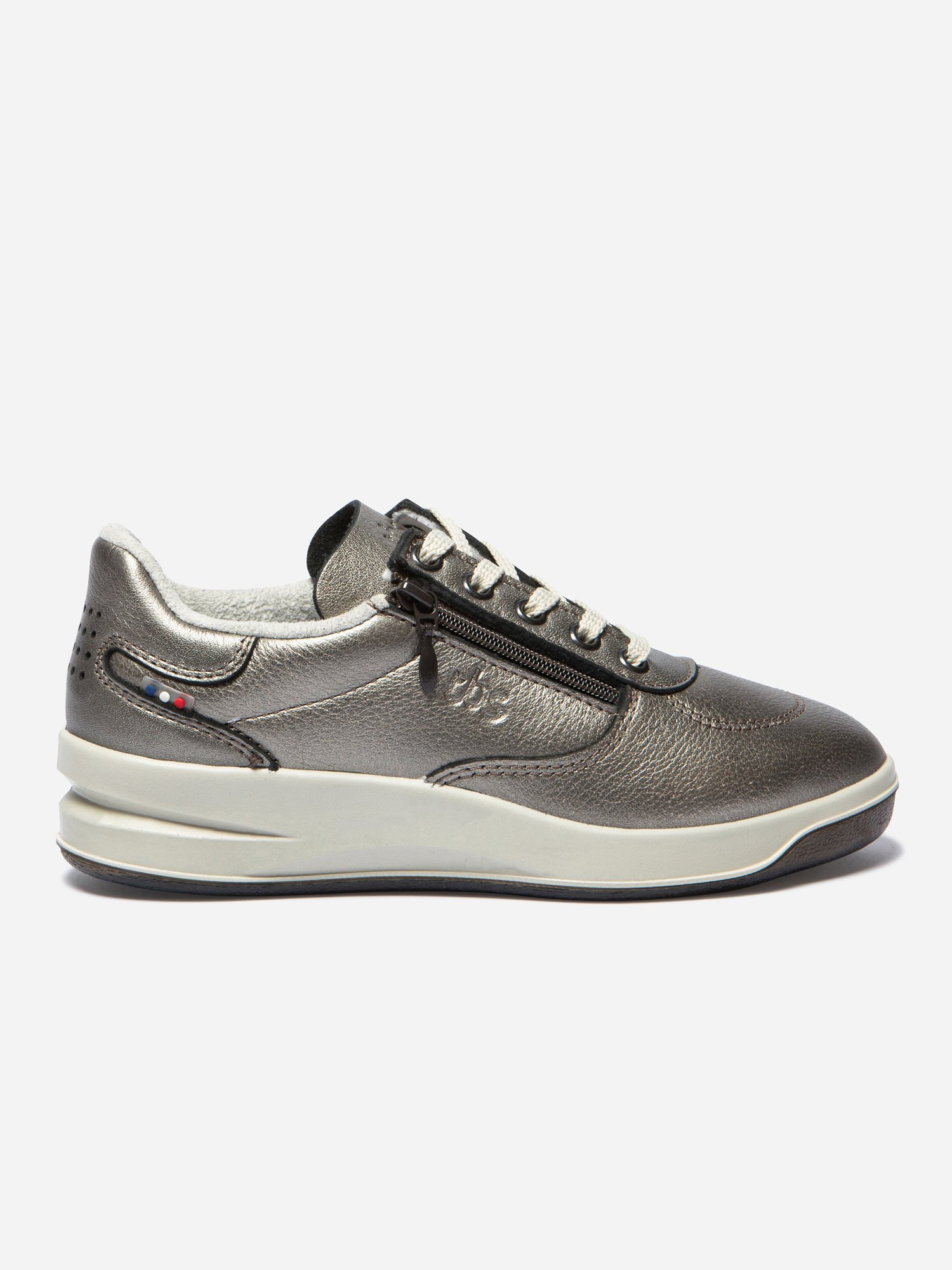 Baskets Zippées Femme Fabriquées en France Cuir Gris