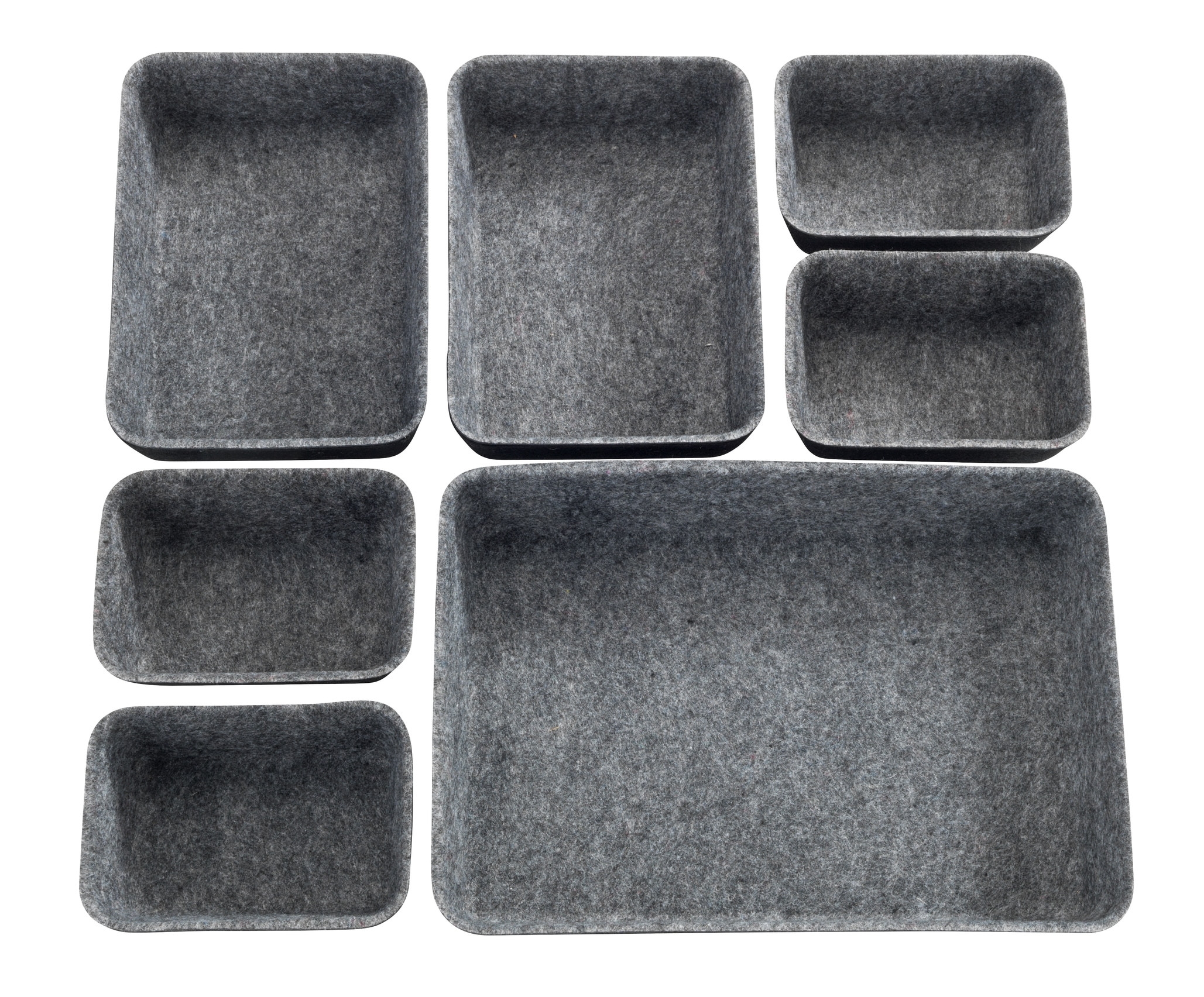 WENKO Organizer Aufbewahrungsboxen für Schubladen, 3 Grössen, recycelter Polyesterfilz
