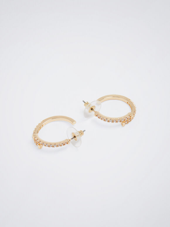 Brincos de argola com zircônia cúbica - Dourado