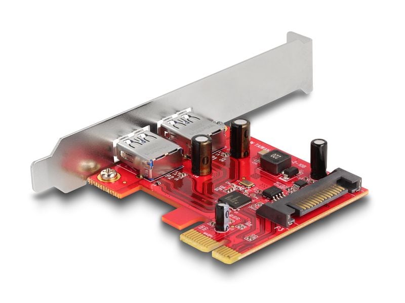 Delock Express-Karte USB 5 Gbps Typ-A Buchse LP Delock PCI Express x1 Karte zu 2 x extern USB 5 Gbps Typ-A Buchse – Low Profile Formfaktor