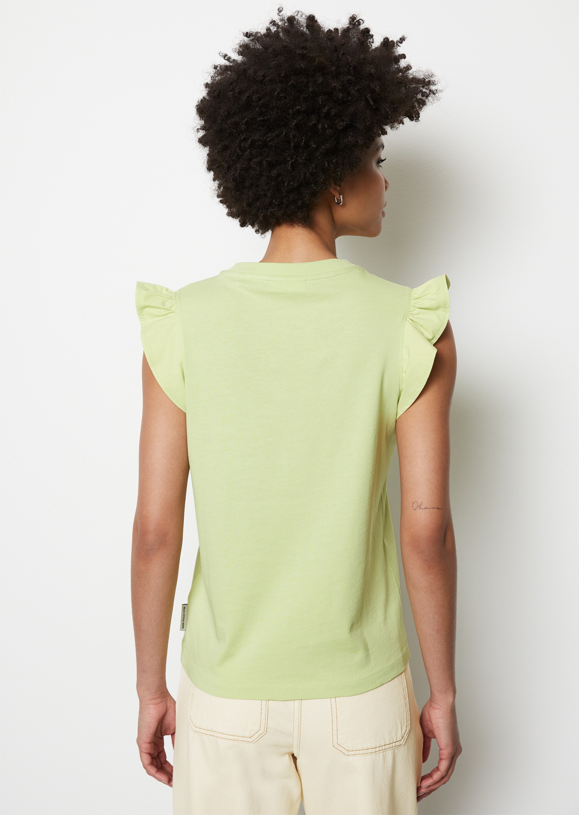 Volant-T-Shirt loose aus Material-Mix