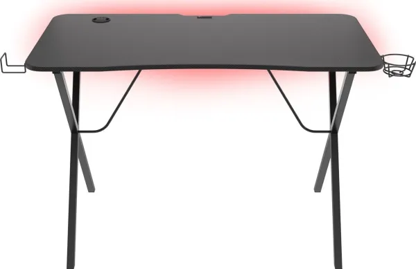 Genesis Holm 200 RGB - Skrivebord - rektangulær med konturerede hjørner - sort