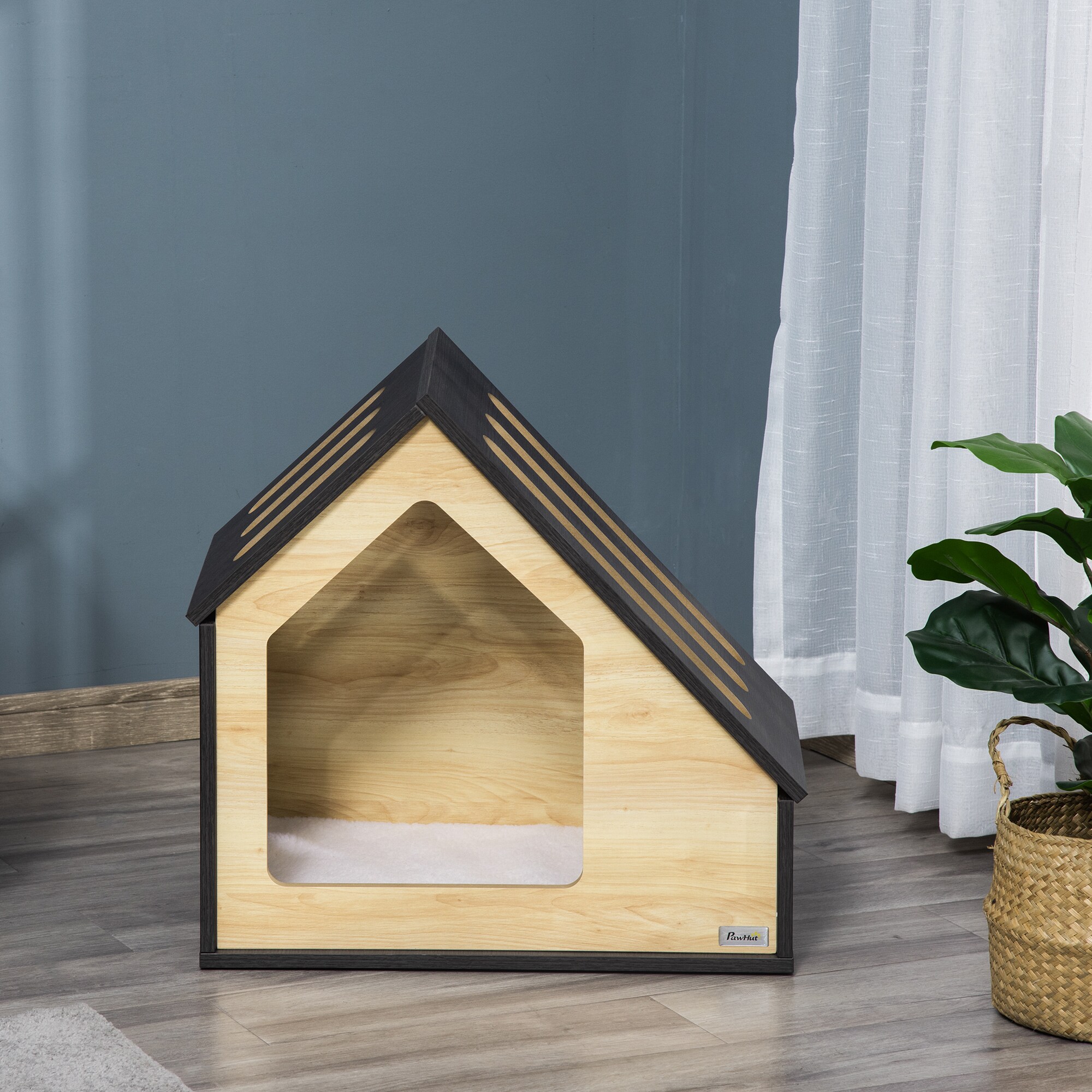 PawHut Hundehütte mit Kissen braun 60B x 40T x 59,2H cm