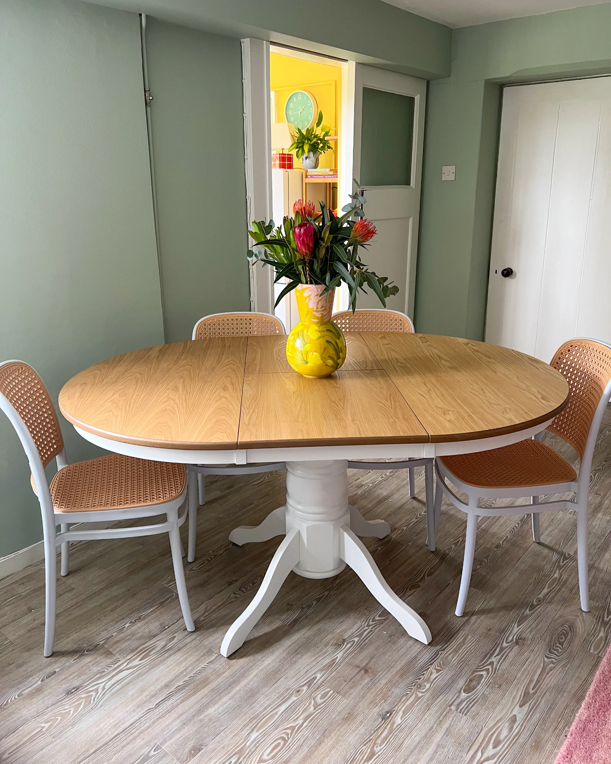 Eettafel uitschuifbaar AKRON Licht essenhout 106 cm Hout 106/150 cm