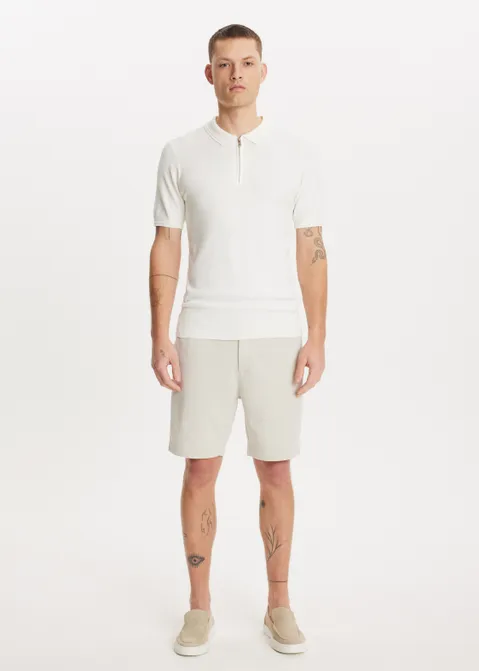Twill polo halfzip off-white (WIT.O)