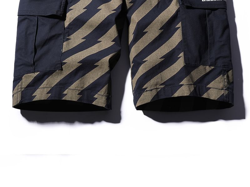 Lefitt - Gestreepte cargoshorts met gemiddelde taille