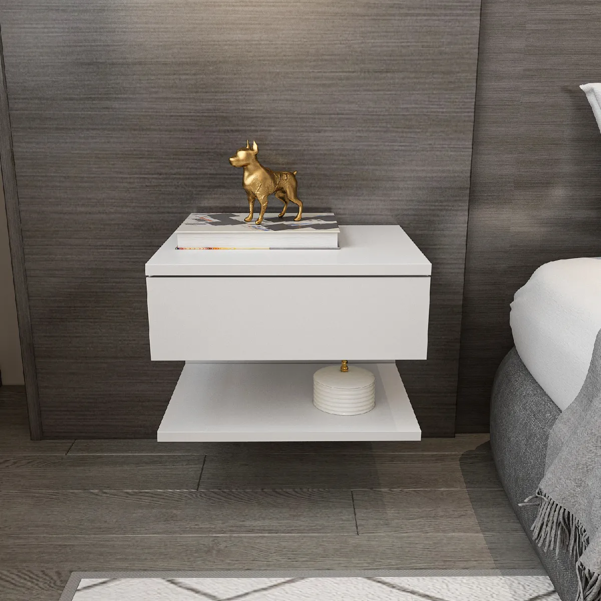 Decorotika Table de chevet flottante Vivid - Blanc