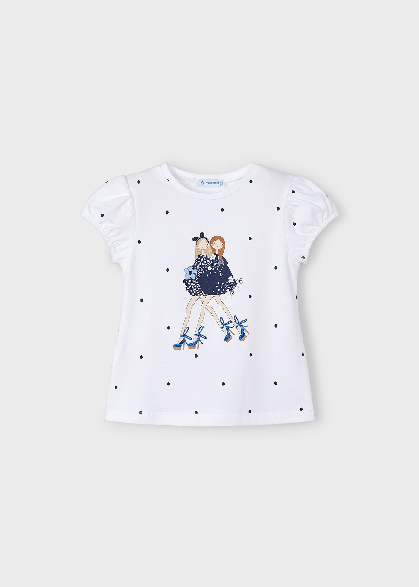 Camiseta Better Cotton com estampa de bolinhas para meninas, branca
