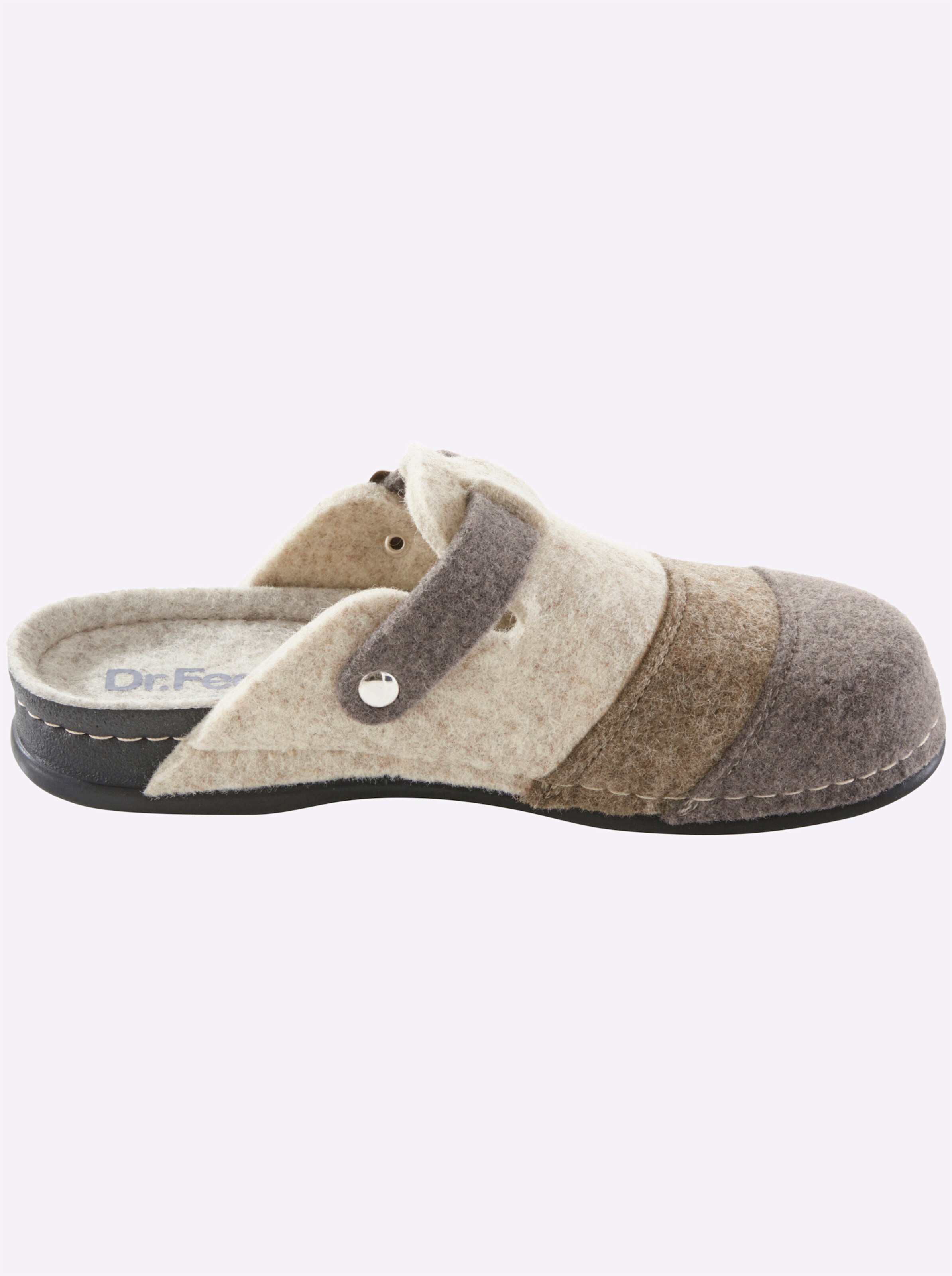 Dr. Feet Hausschuh in taupe-gestreift