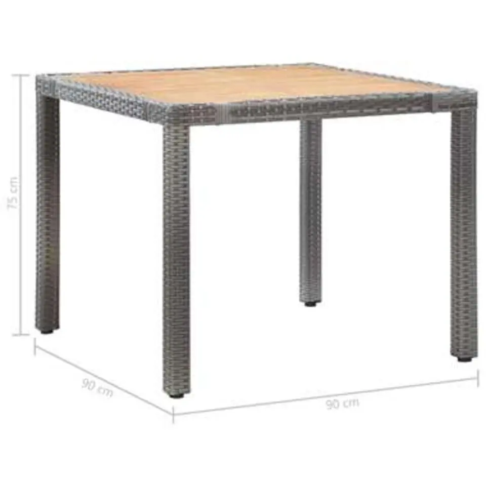 vidaXL - Tuinset - Grijs - Poly rattan - 90 cm tafellengte