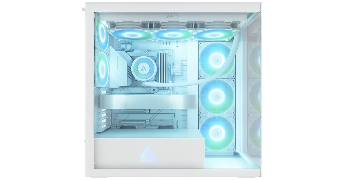ARCTICXtender midi tower behuizing  (Wit | 2x USB-A | 1x USB-C | RGB | Tempered Glass)