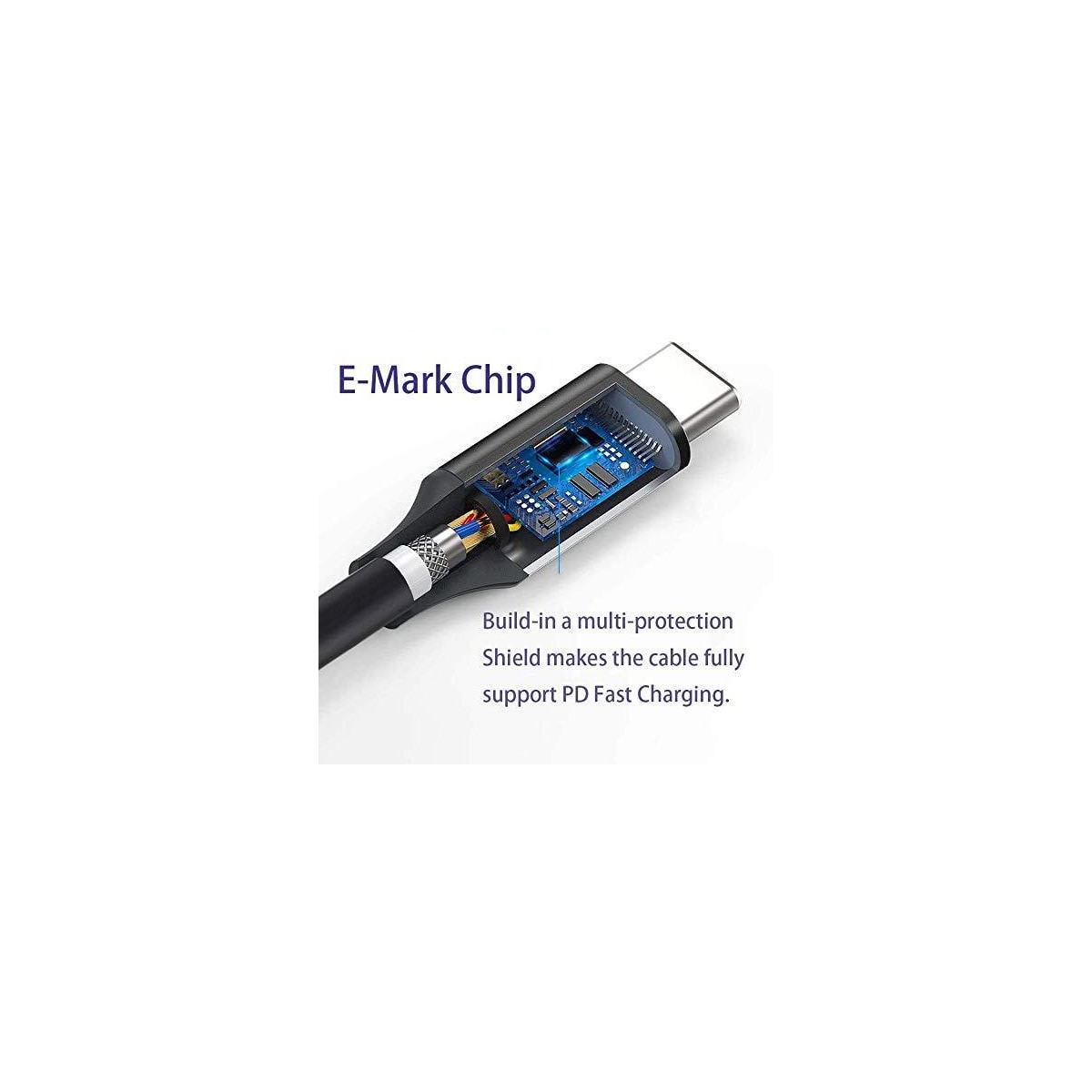 USB IF-sertifisert 1m USB3.2 Gen2 SuperSpeed ​​​​USB 10Gbps USB-C til C-kabel med strømforsyning 100W, 4K60Hz video og Emarker