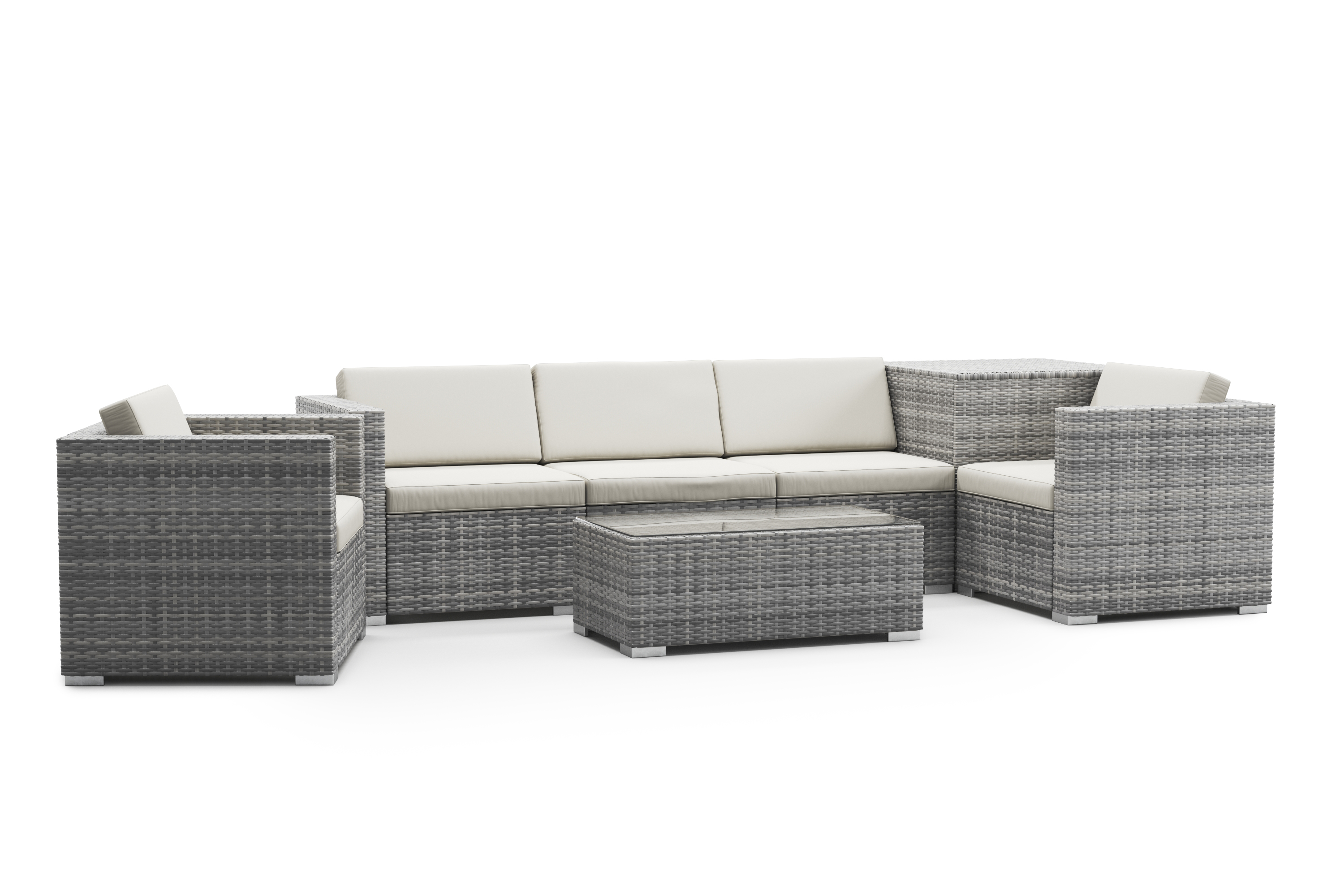 Rattanlounge mit Kissenbox BORA BORA grau/weiss