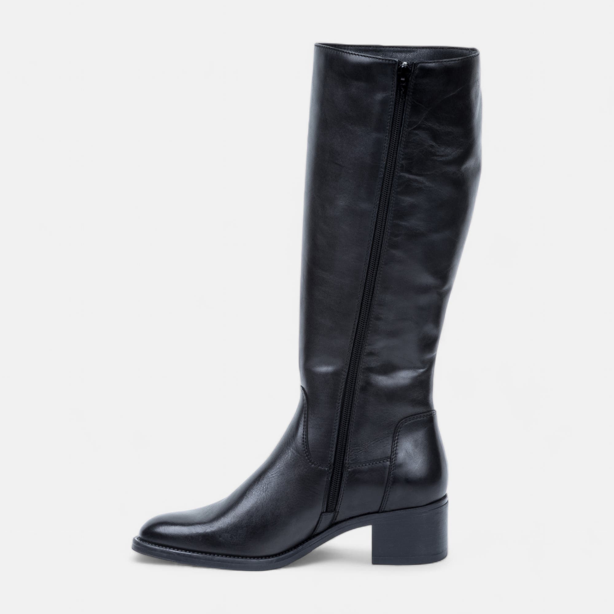 Bottes à talon Femme en cuir noir