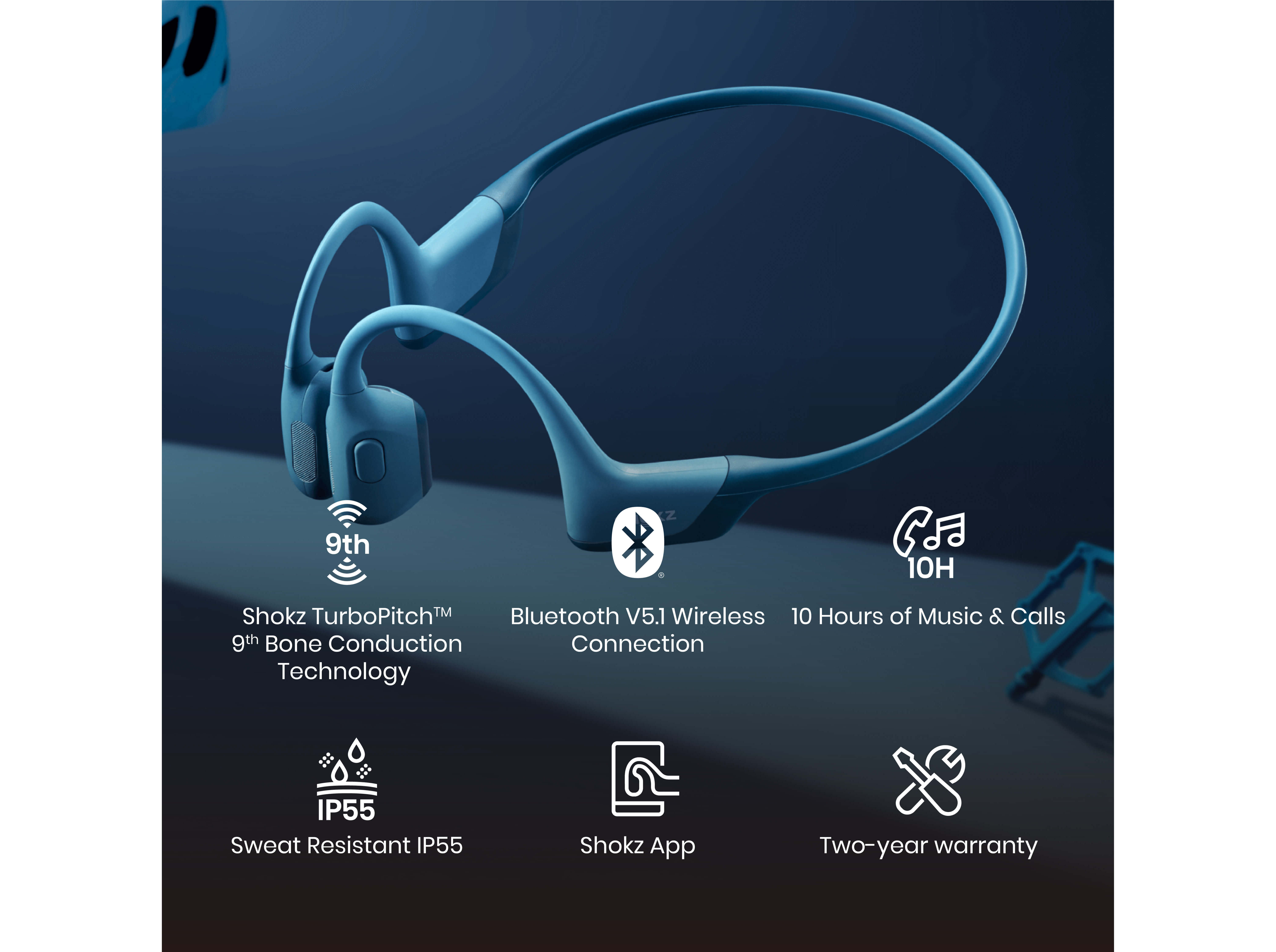AUSCULTADORES DE CONDUÇÃO ÓSSEA SHOKZ OPENRUN PRO AZUL