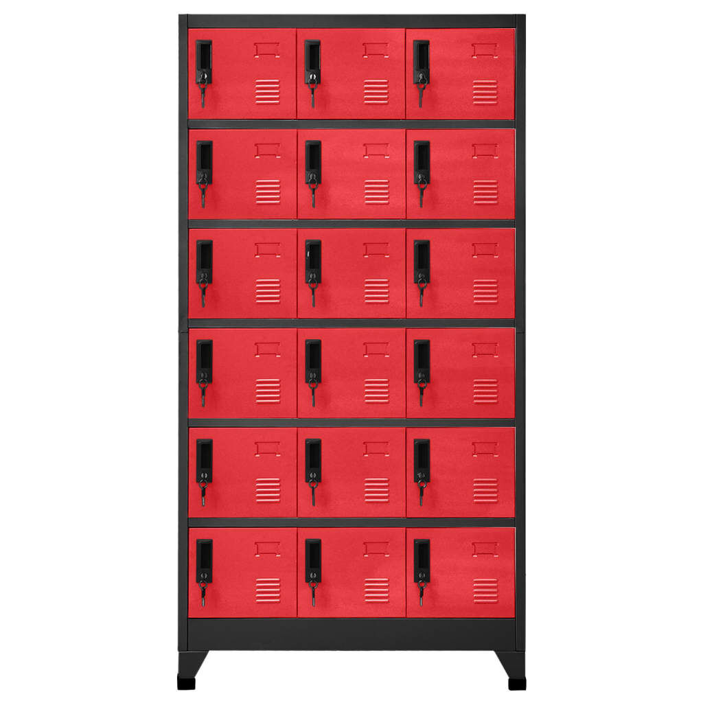 vidaXL Afsluitbare kast antraciet/rood 90x40x180 cm staal