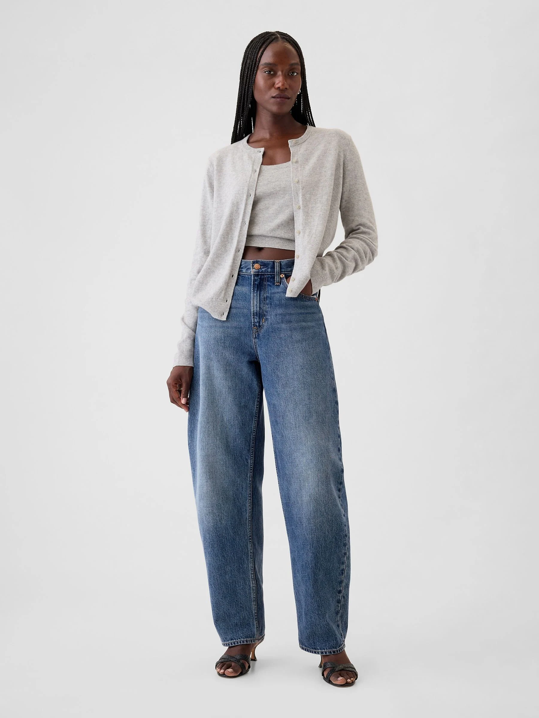 Blauw - Gap jeans met hoge taille en toelopende pijpen