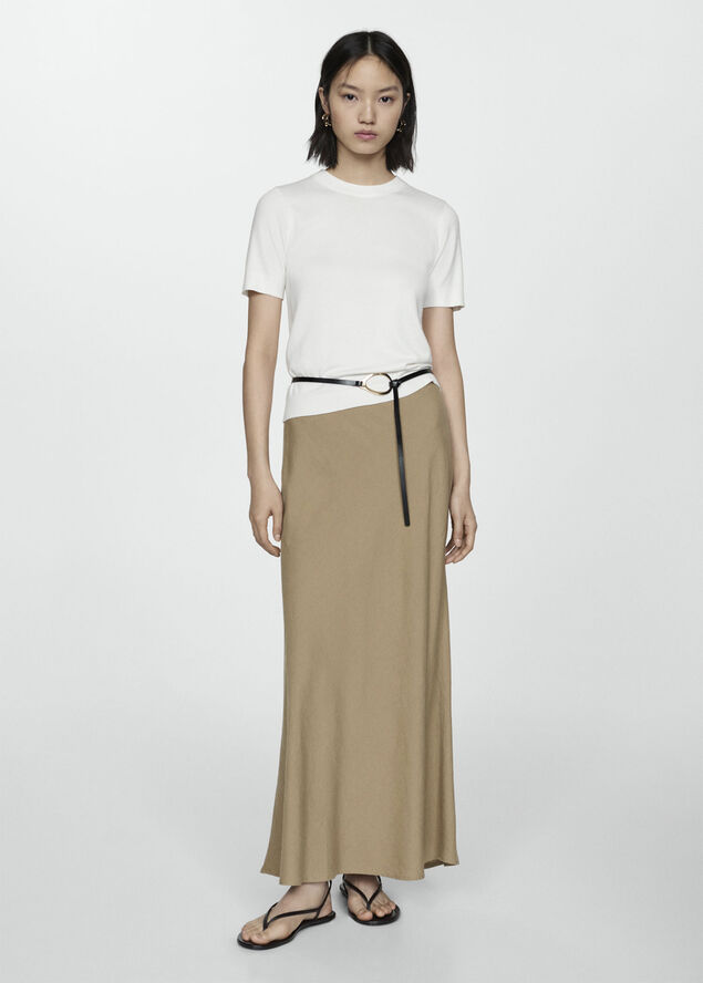 MANGO Short sleeve sweater Light beige