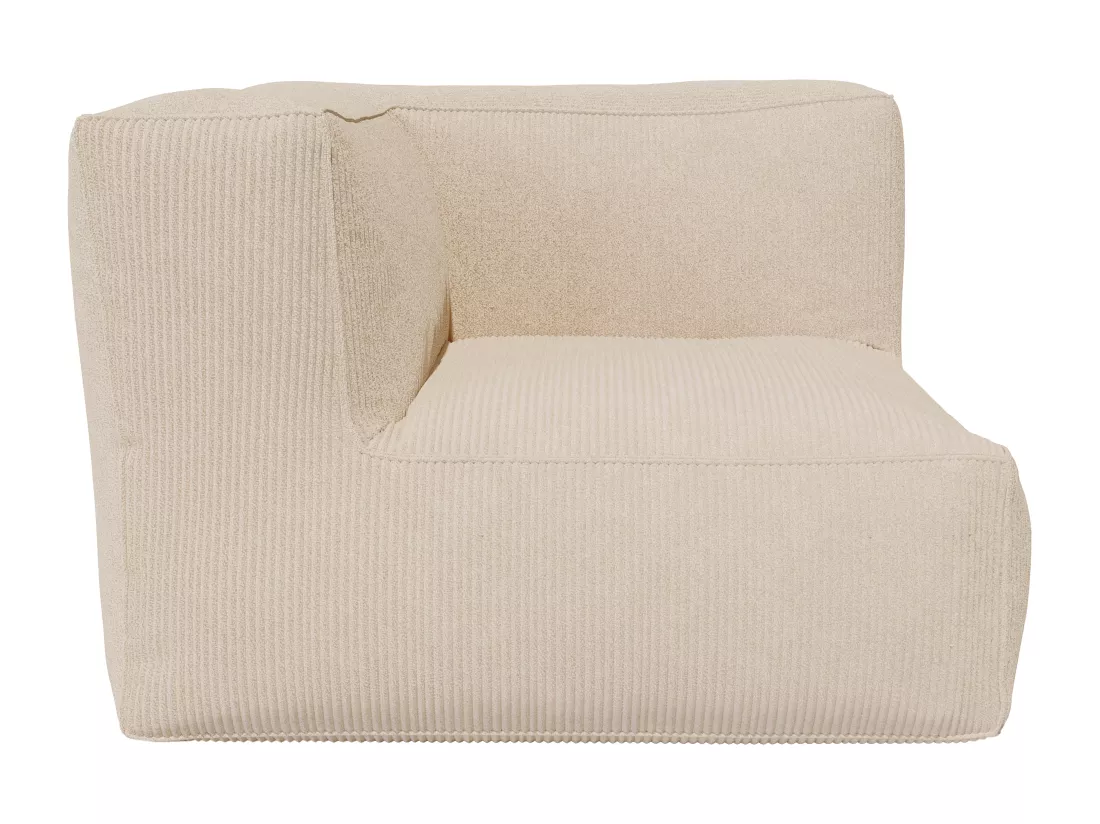 Canapé modulable avec fauteuil et pouf en velours côtelé beige NOUMARA