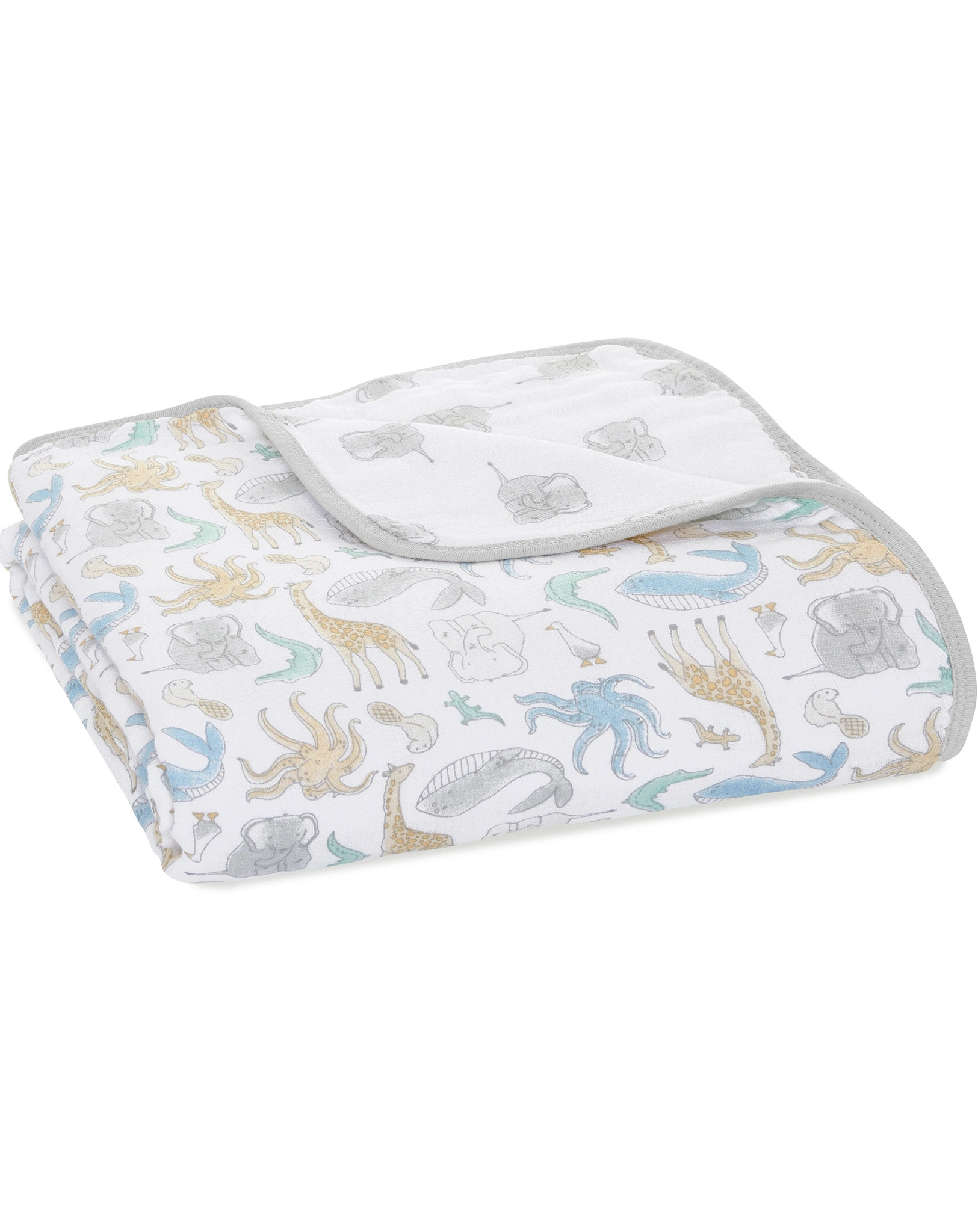 Babydecke ESSENTIALS - NATURAL HISTORY (112x112) aus Musselin in weiß
