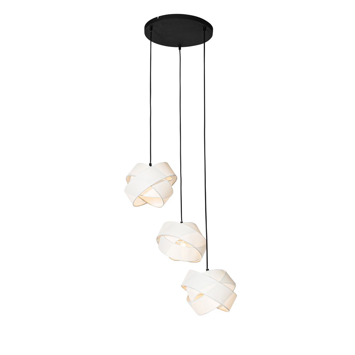 Moderne hanglamp zwart met wit 3-lichts - Cloth