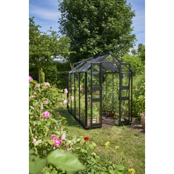 Tuinkas Royal Well Birdlip 48 zwart gecoat met 3mm veiliheidsglas