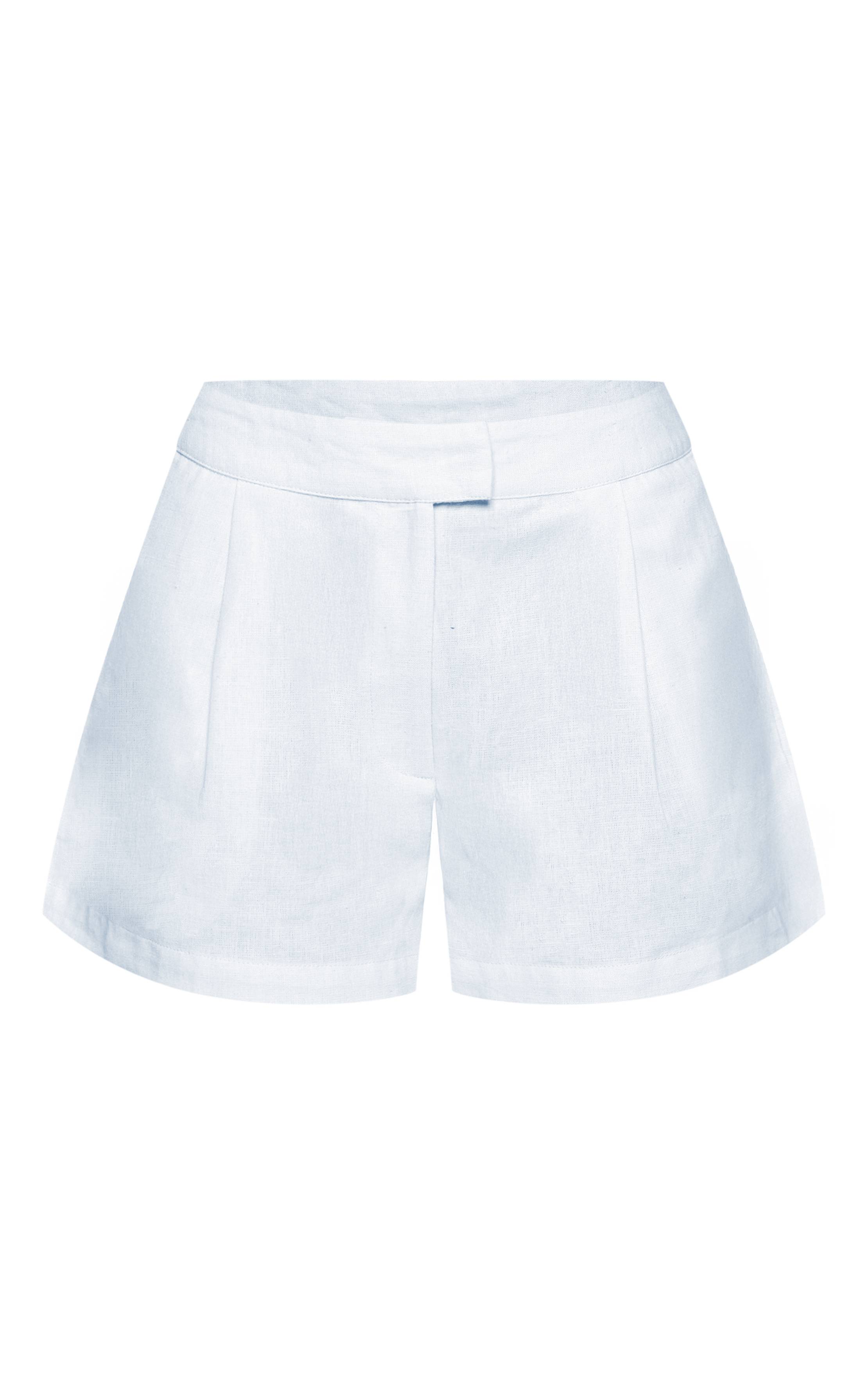 Aqua Blue Short Tailleur Coordonné En Coton Bleu