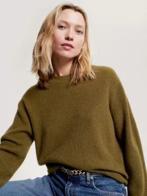 Suéter de lã e cashmere com textura canelada e modelagem relaxada