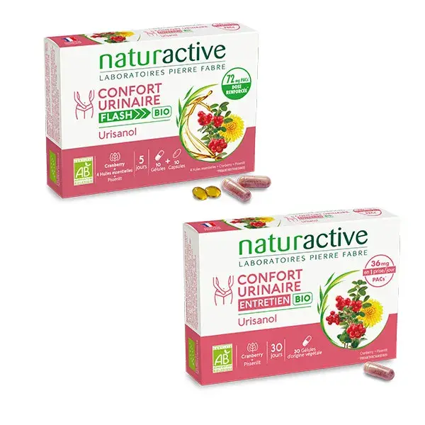 Kit Naturaactive para Conforto Urinário: 1 tratamento de manutenção + 1 tratamento rápido