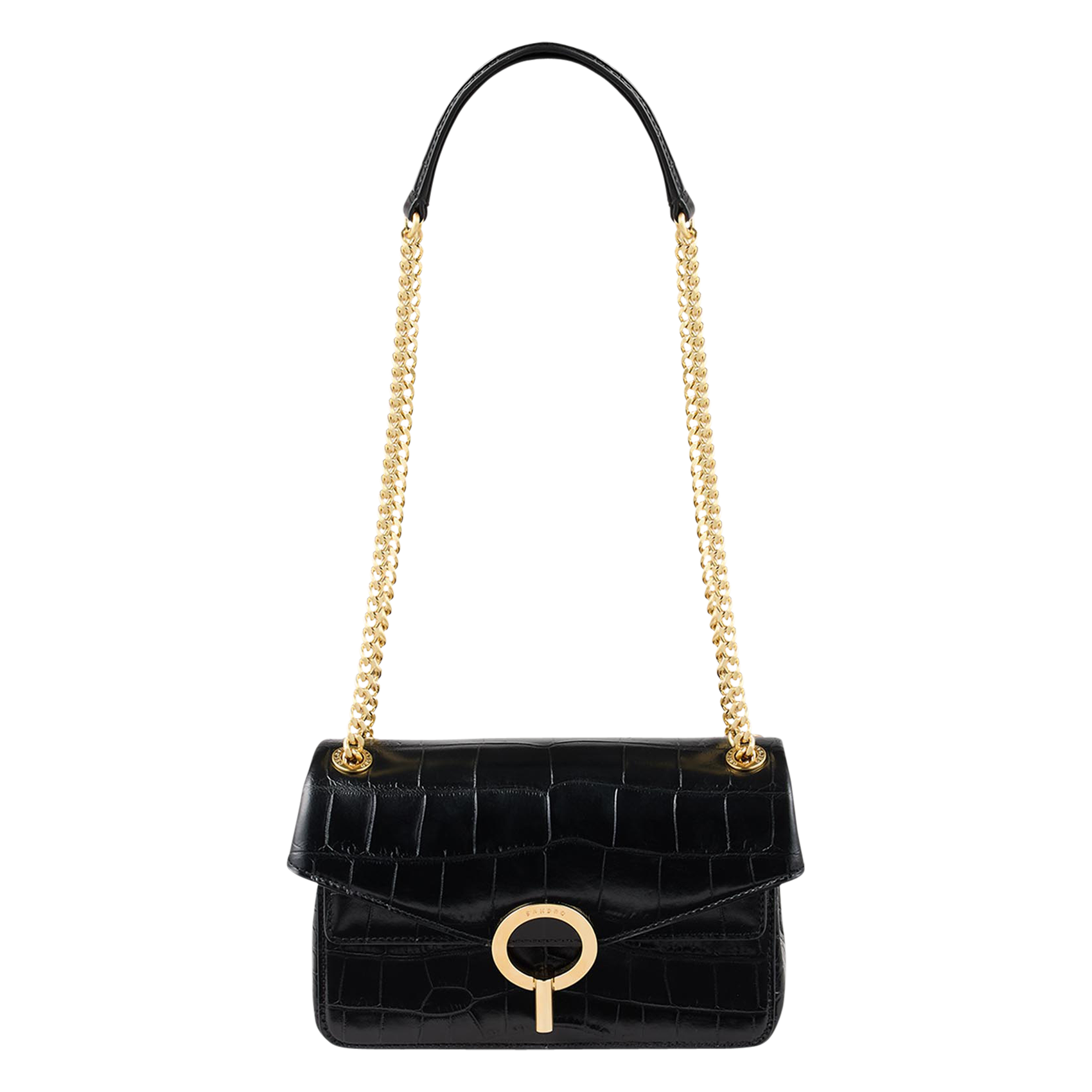 Sac bandoulière en cuir embossé facon | Noir