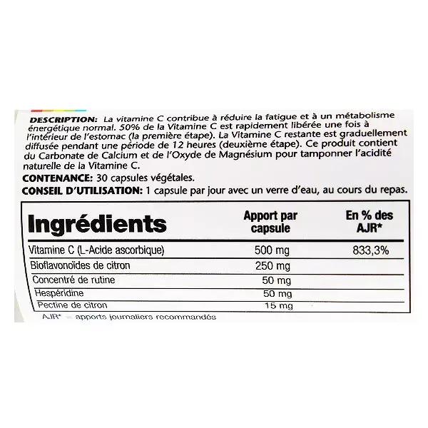 Solaray Super Bio C Tamponado 500mg 30 Cápsulas Vegetais