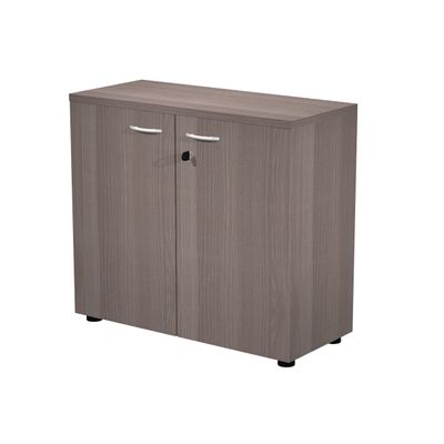 Bibliothèque basse Trend - L80xP35xH72 cm - 2 portes en mélaminé avec serrure - imitation frêne Toscan